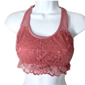 Pink Victoria's Secret VS Lace Bralette Bra cropped Pink Racerback Size Small